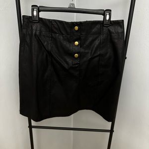 Zeagoo Faux Leather High Waisted Skirt Black Size L